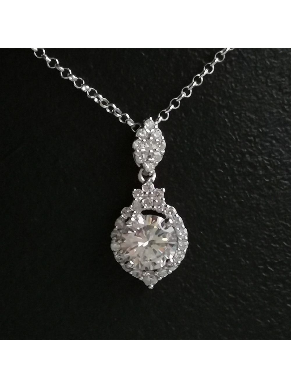 Sterling Silver CZ Pendant Necklace
